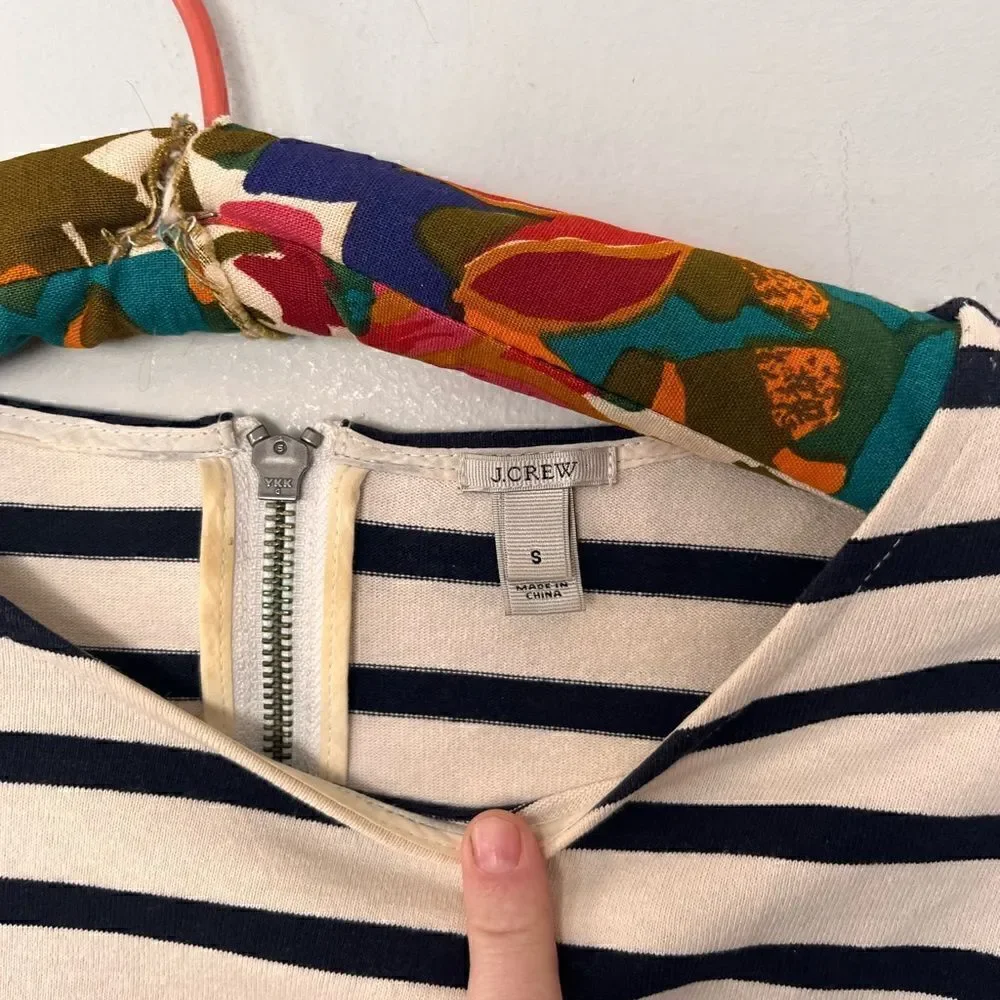 J crew . Black and cream stripe heavy knit top